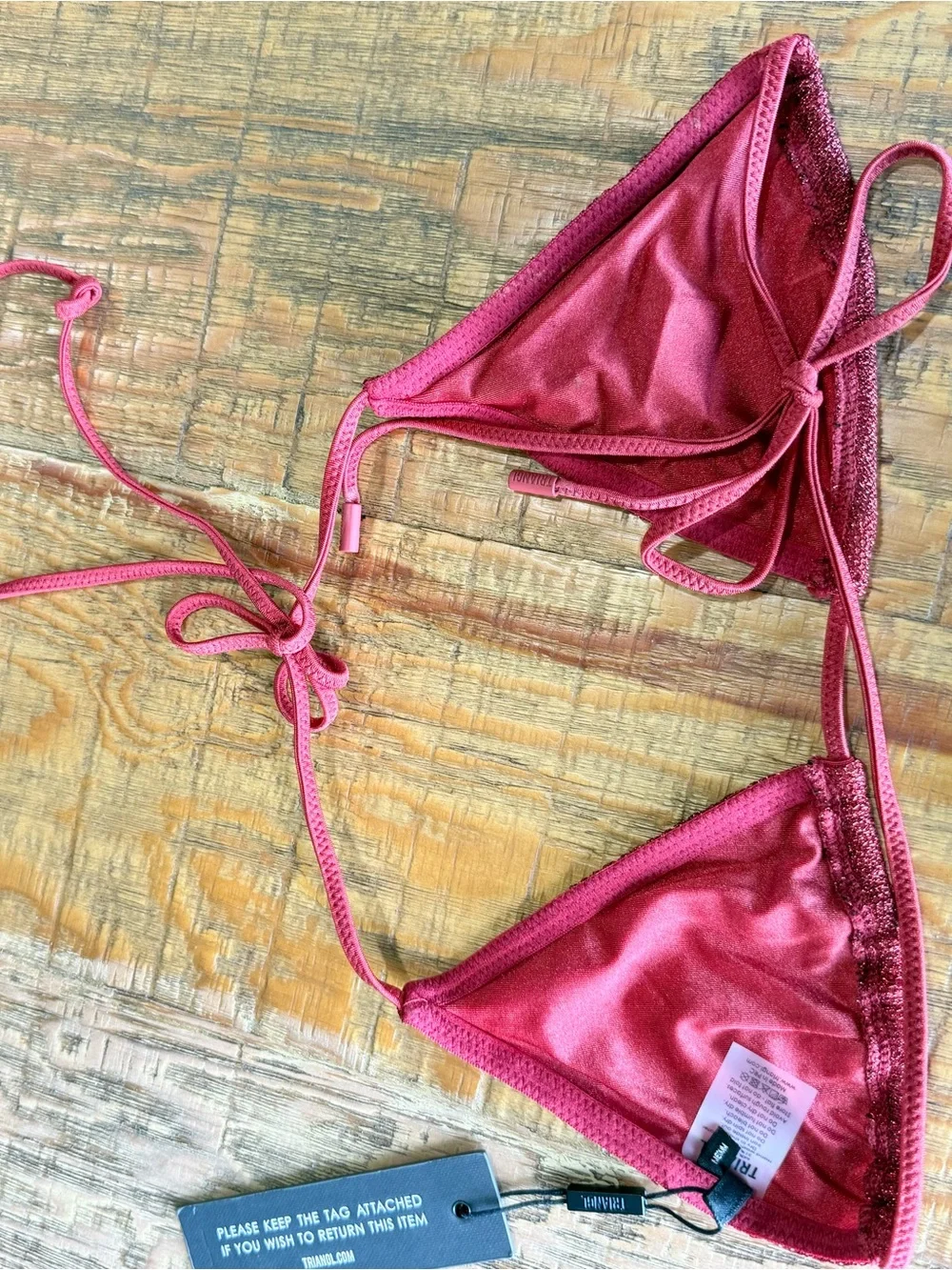 triangl swimwear Shimmery Red Triangle Bikini Top & Bottom